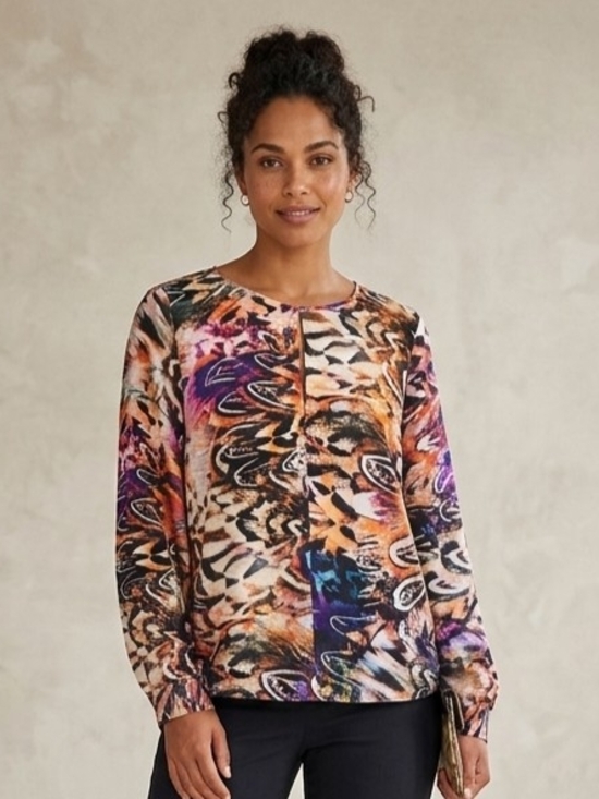 Mario Serrani Tops - Mario Serani Abstract Multicolor Long Sleeve Blouse Size Large